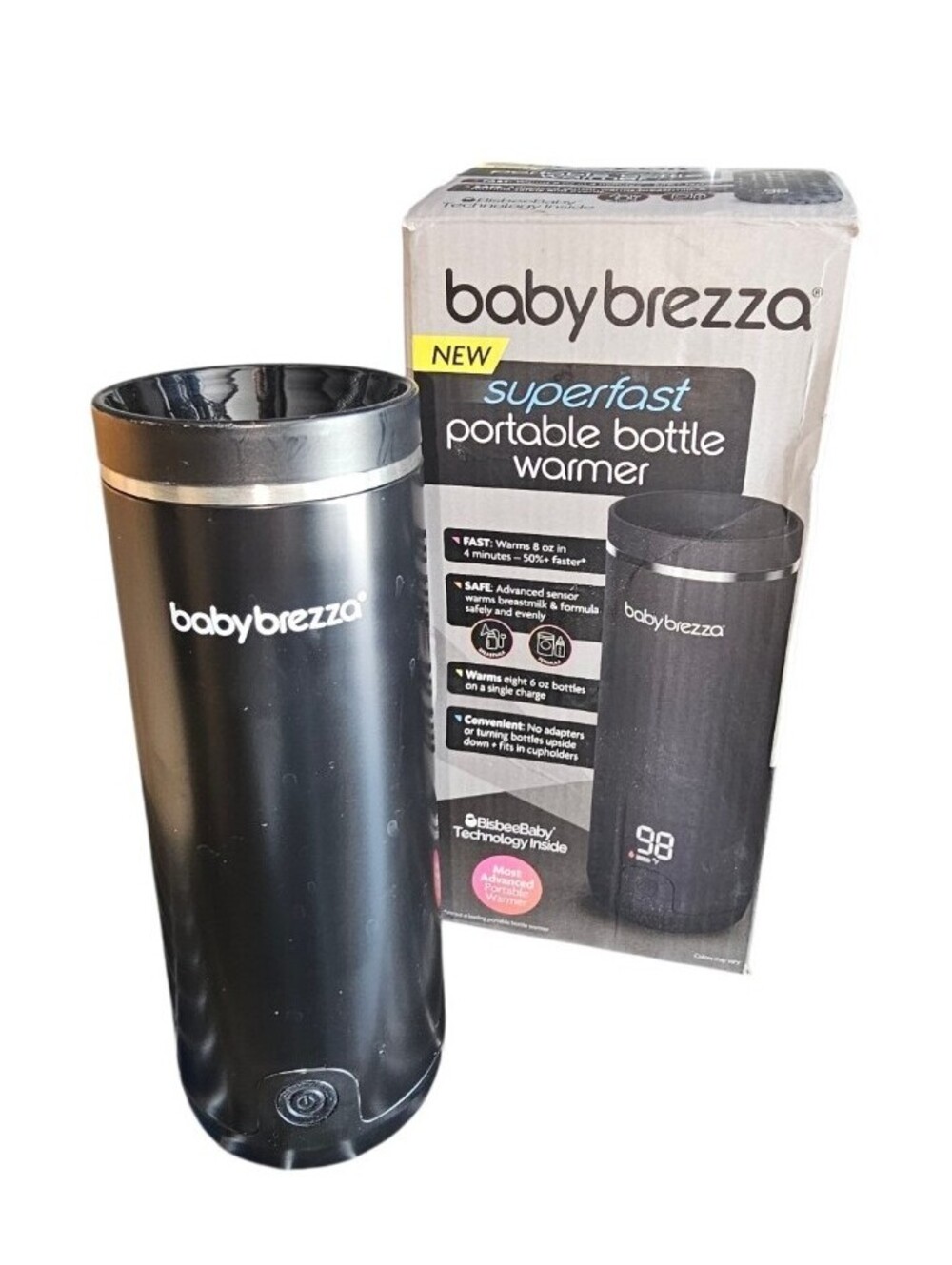 Super Fast Baby Brezza Portable Baby Bottle Warmer 3X Faster - Black Pre-Owned